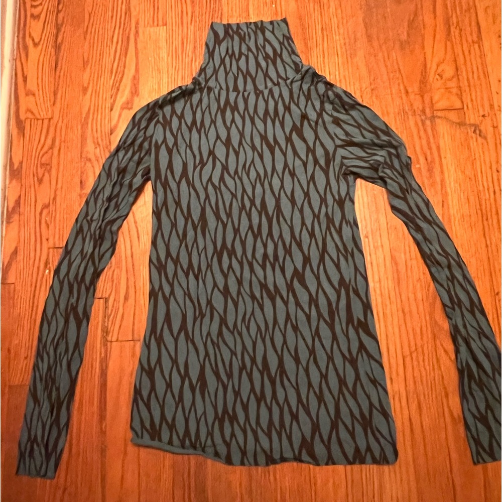 New Rachel Pally Teal w/ Brown Turtle Neck Shirt Size M